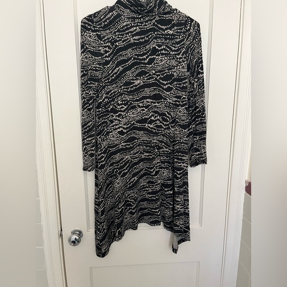 Maeve Anthropologie Black and White Marble Long Sleeve Turtleneck Dress - Picture 1 of 5